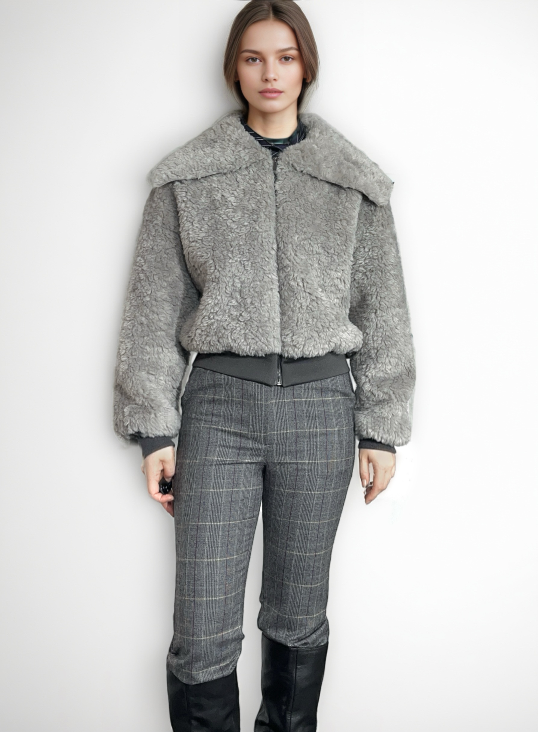 Women's Coat Casual Lapel Fleece Fuzzy Faux Shearling Zipper Coats Warm Winter Oversized Outwear Jackets Winter Clothes