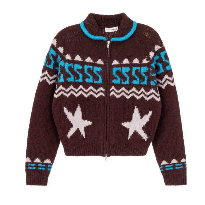 Korean Winter Thick Zipper Solid Color Loose Fit Short Knitted Cardigan Top 7GG Gauge Full Sleeve for Women