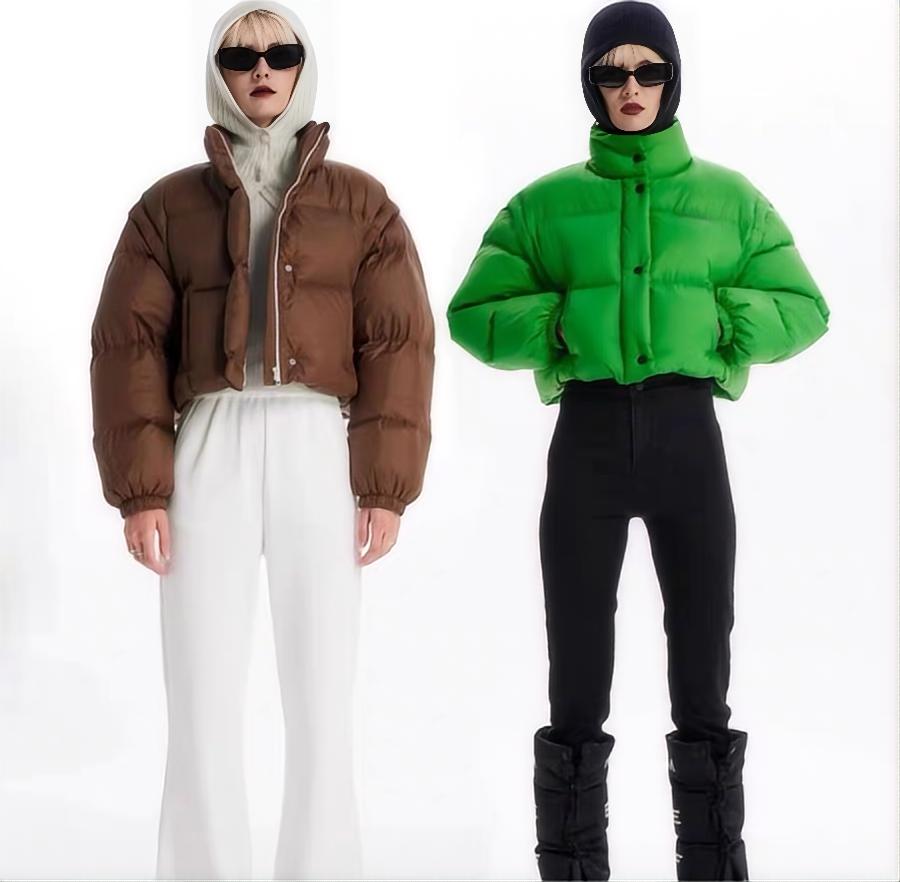 ODM Custom Embroidered Breathable Waterproof Streetwear Winter Women's Soft Short Puffer Down Jacket