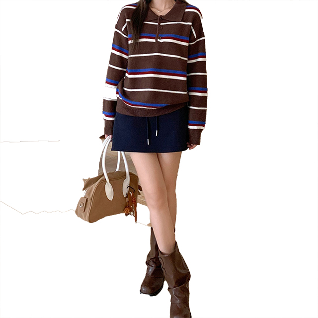 Fleece Lined Half Turtleneck Base Layer Shirt Women Inner Wear Autumn Casual Printed Knitted Loose Versatile Sweater