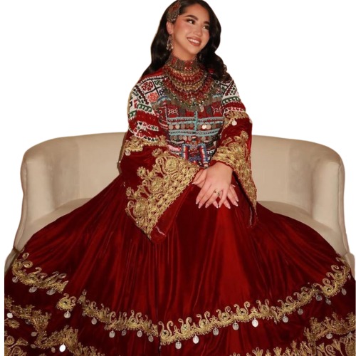 Premium Quality Afghan Kuchi Dress for Women Wedding and Party Wear with Modest Style Zipper Lace Decoration By AM IMPEX