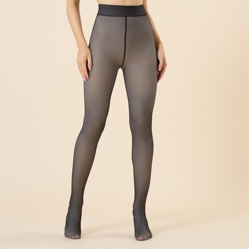 Wholesale Custom Winter Warm Thermal Translucent Tights Women Breathable Fleece Material Mid-Waist Casual Style Panty Leggings