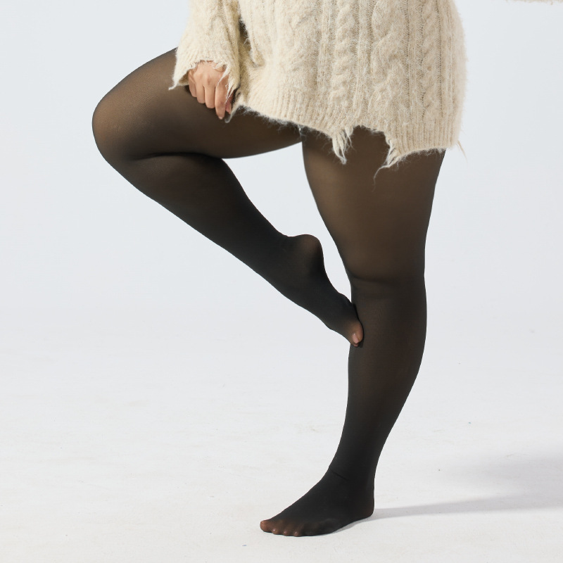 European American Style High Waist Thermal Seamless Leggings Pantyhose Women Fleece-Lined Thickened Autumn Winter Large Size