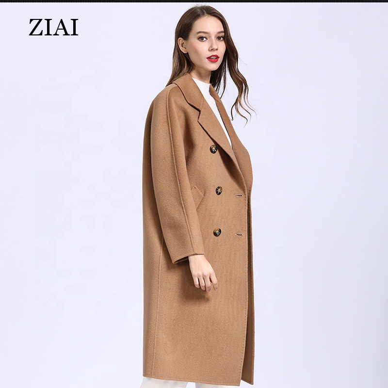 Hot Selling Long Winter Ladies Wool Coat Double Breasted Peacoat Trench Overcoat Cashmere Wool Coats Women