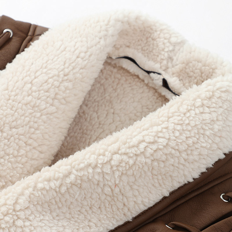 2025 Fashion Streetwear Winter Warm Short Faux Fur Lining Leather Coat Women Fake Shearling Jacket with Belt