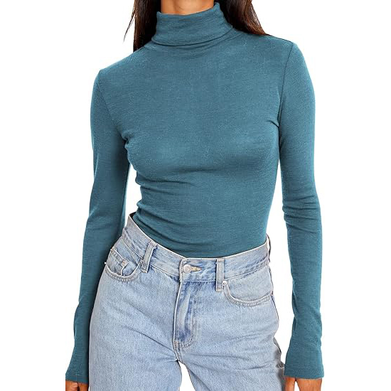 IWF031 Women's Custom Soft Bottom Knitted Turtleneck Top High Neck Long Sleeve Basic Layered Casual Style for Winter