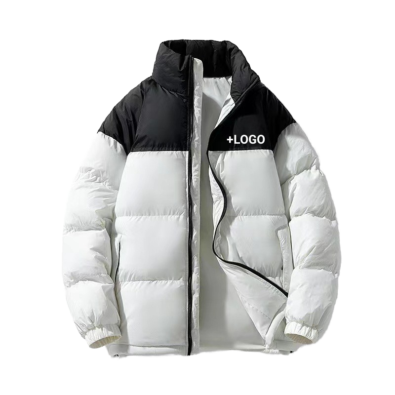 Custom Men's Women's Casual Winter Parka Breathable Bubble Coat Polyester Filled Stand Collar Waterproof Zipper Warm Plus Size