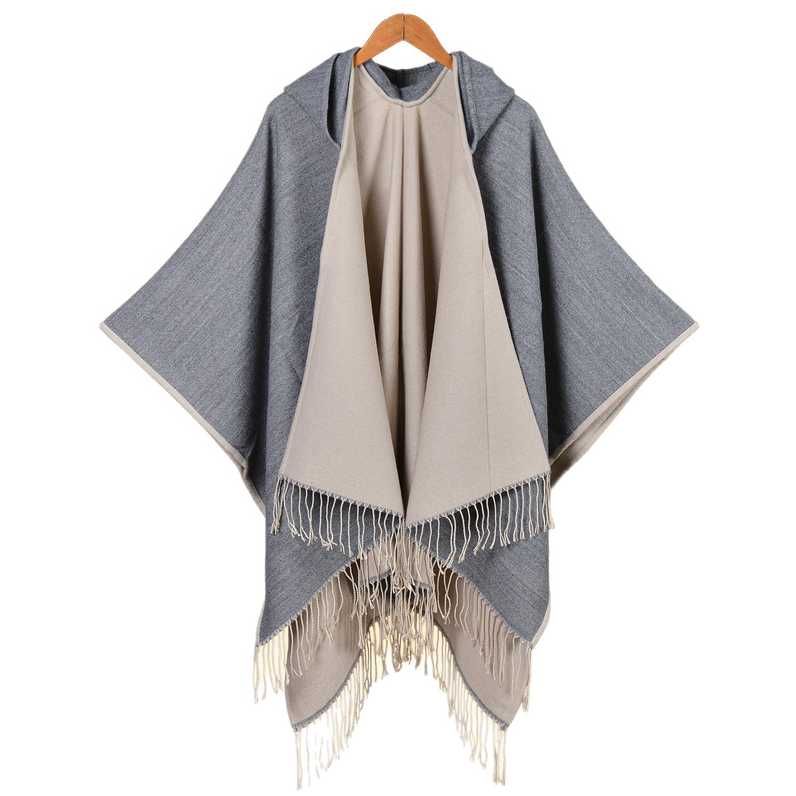 New Plain Color Jacquard Tassel Cardigans Winter Warm Thick Ponchos Shawls Unisex Outwear Windproof Blanket Cloaks Capes Ponchos
