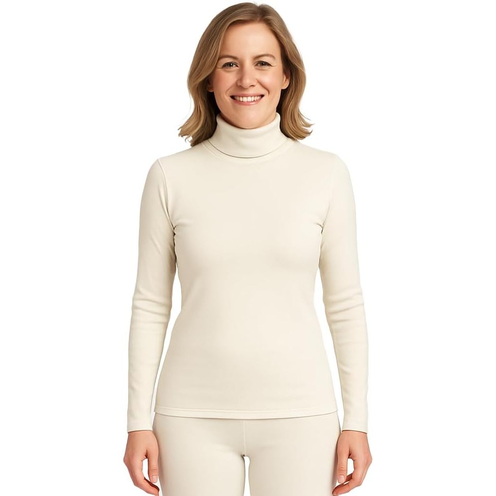 FOXA Women's Thermaskin Baselayer Thermal Turtleneck Top Long Sleeve Lightweight Heat Generating Shirt
