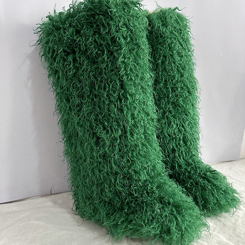 Wholesale Women's Winter Comfort Mongolian Fur Tall Thigh High Boots with Suede Upper and Artificial Fur Lining