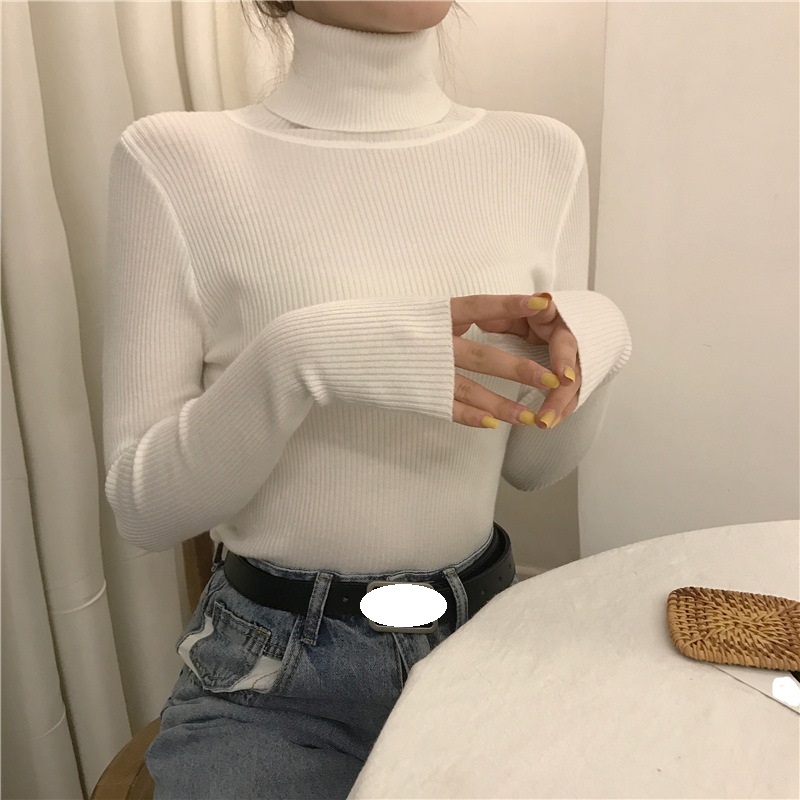 Women's Half Turtleneck Base Layer Top - Thin, Fashionable, Autumn/Winter New Style, Long Sleeve Knitted Sweater