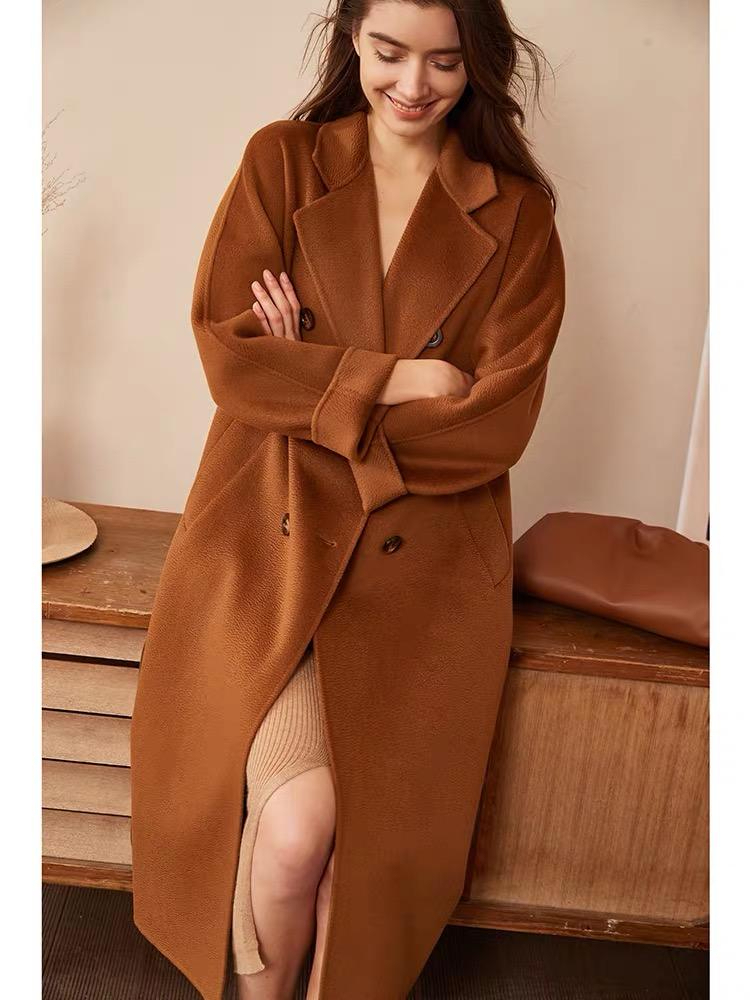 Casual Vintage Winter Outdoor Fashion Women's Long Woolen Woven Windproof Zipper Coat Cotton Quick Dry Breathable Wholesale