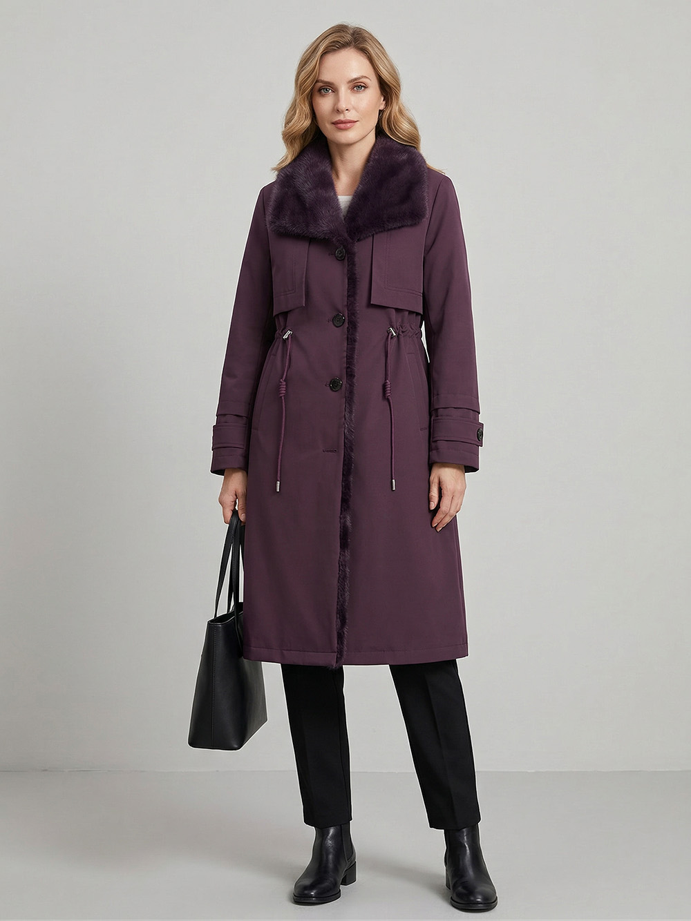 2026 New Women's Mink Fur Lined Coat, Long Parka with Genuine Mink Fur Collar for Winter