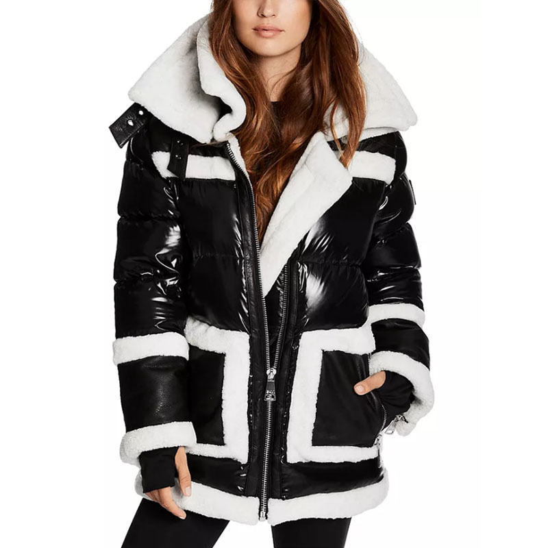 Lady Down Jacket High Quality Women Mid Length Puffer Jacket Plain Quantity Waterproof Windproof Leather Custom Winter Thick