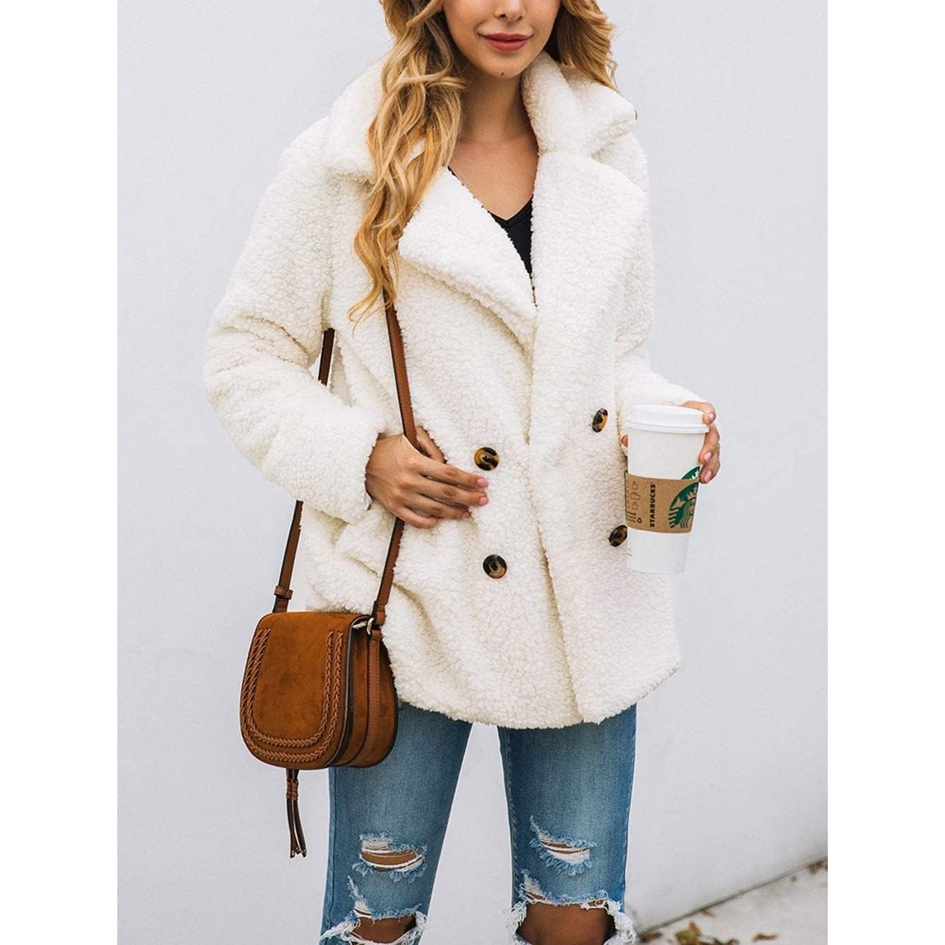Custom Women's Fashion Long Winter Coats Sherpa Fleece Faux Fur Shearling Oversized Trendy Jackets Warm Outerwear Clothing