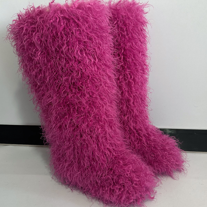 Wholesale Women's Winter Comfort Mongolian Fur Tall Thigh High Boots with Suede Upper and Artificial Fur Lining