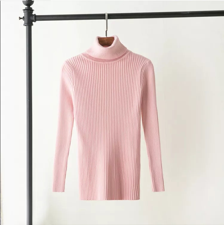 Turtleneck Women Clothes Wholesale Custom logo Ladies Pullover Sweater Long Sleeve Knitwear Girl Knitted Sweater Unisex