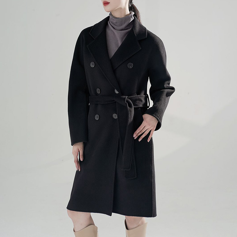 Wholesale Factory Women Long Cashmere 100% Wool Coat Ladies Wool Long Overcoat