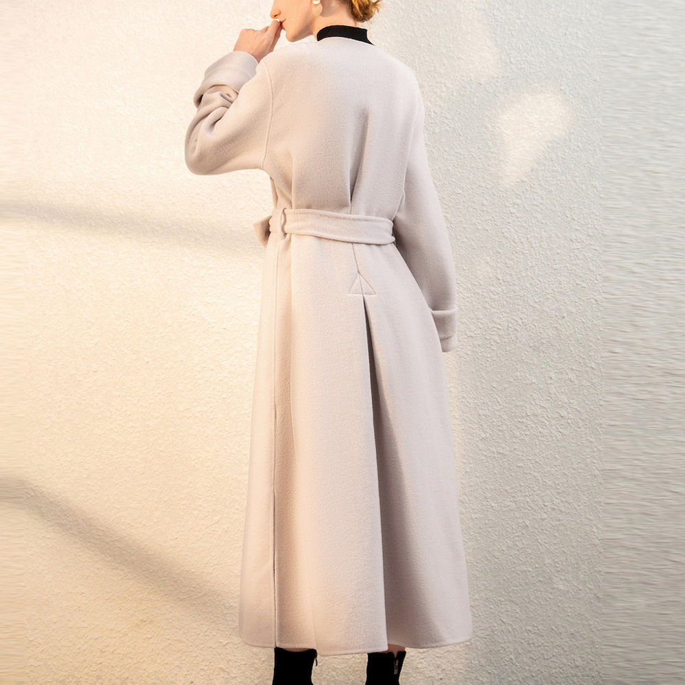 Winter Cashmere Overcoat Luxury Ladies Long Wool Trench Coat Women Cashmere Handmade Coat