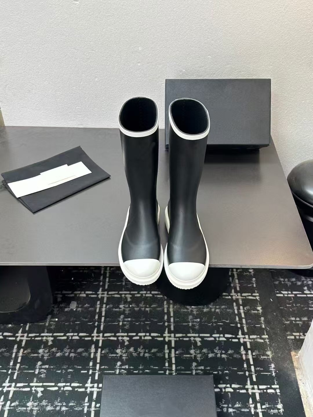 Women's for Style Solid Tall Rain Boots-Waterproof Cap Toe Chunky Sole Chic Fashion Rubber Wellingtons Autumn/Winter