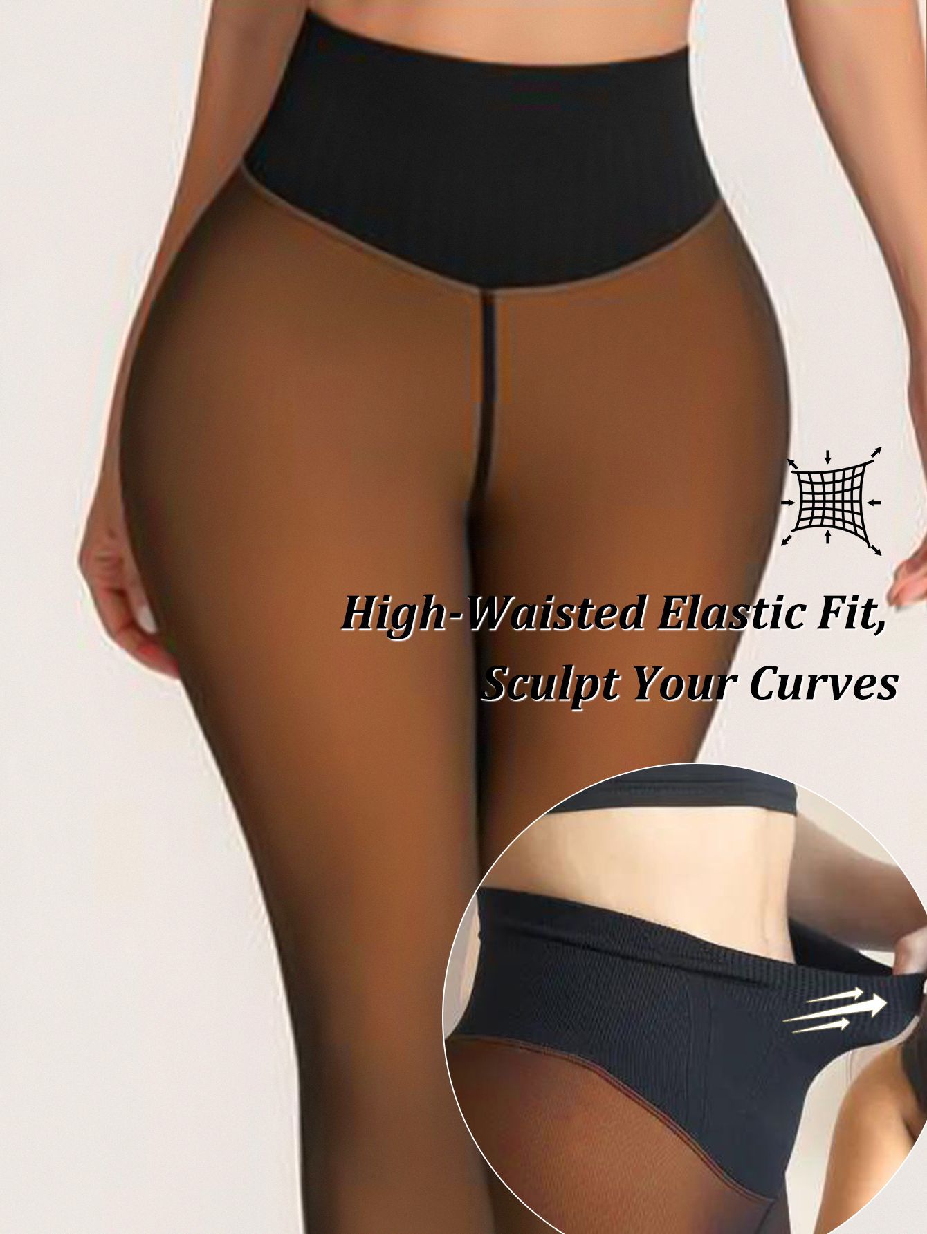 Dropshipping Fulfillment Women's High Waisted Translucent Slimming Fleece Leggings Thermal Winter Pantyhose Fleece Lined Tights