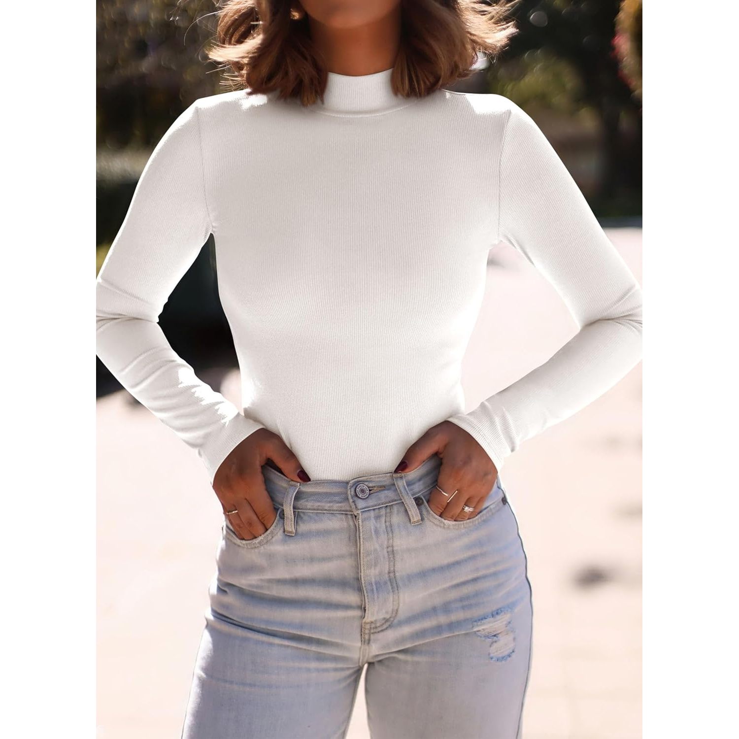 Custom 2025 Fall Women's Turtleneck Long Sleeve Basic Tees Ribbed Fitted Tops with Thermal Layering Knit Top Clothes