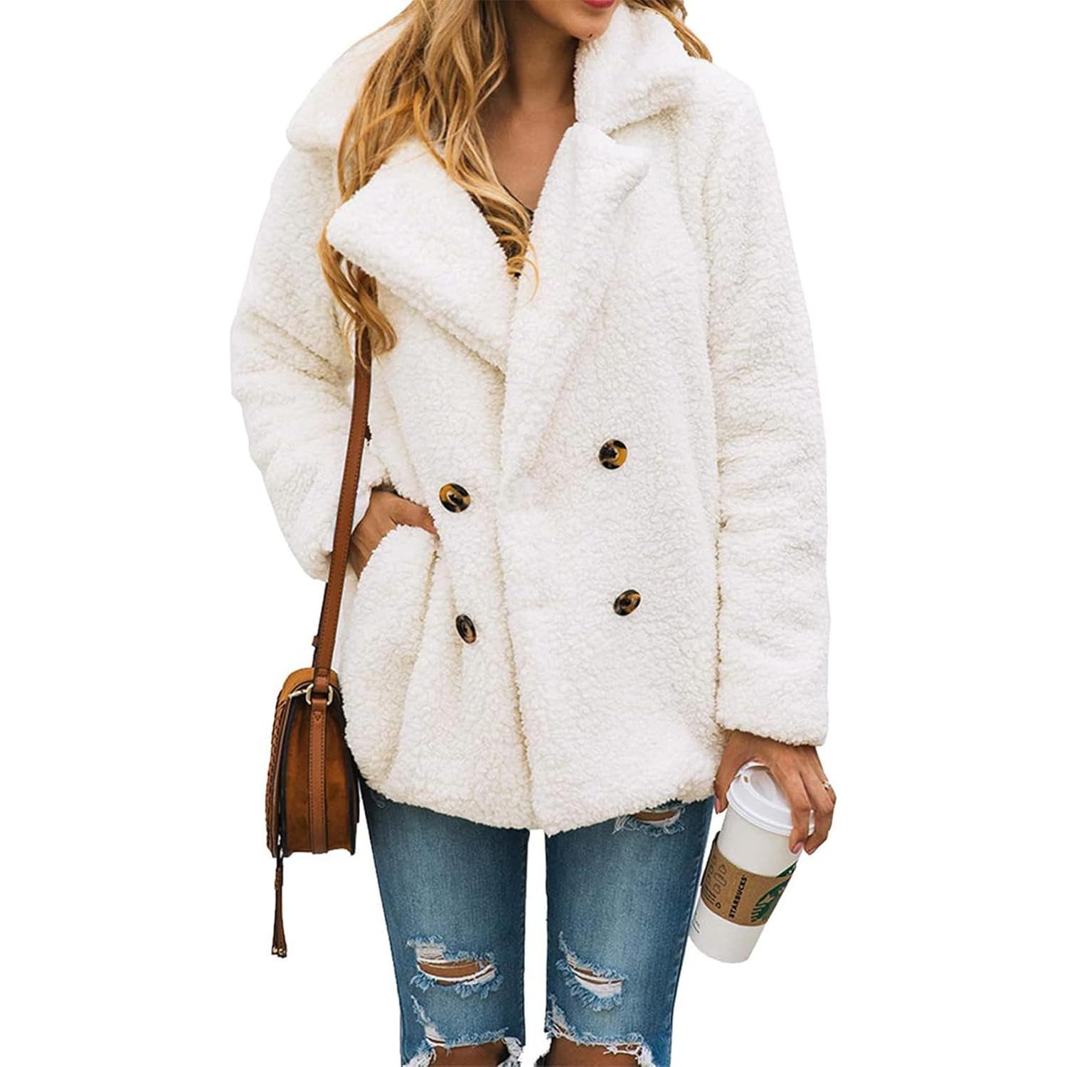 Custom Women's Fashion Long Winter Coats Sherpa Fleece Faux Fur Shearling Oversized Trendy Jackets Warm Outerwear Clothing