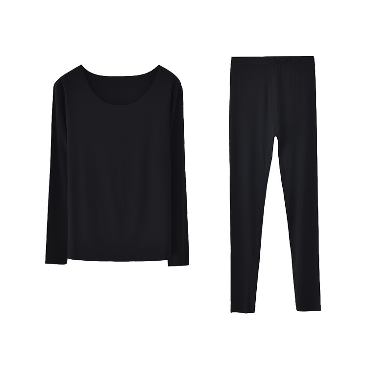 2024 New Women's 80S Lenzing Modal Comfortable Solid Color Round Neck Long Sleeve Thermal Underwear Set Anti-Bacterial
