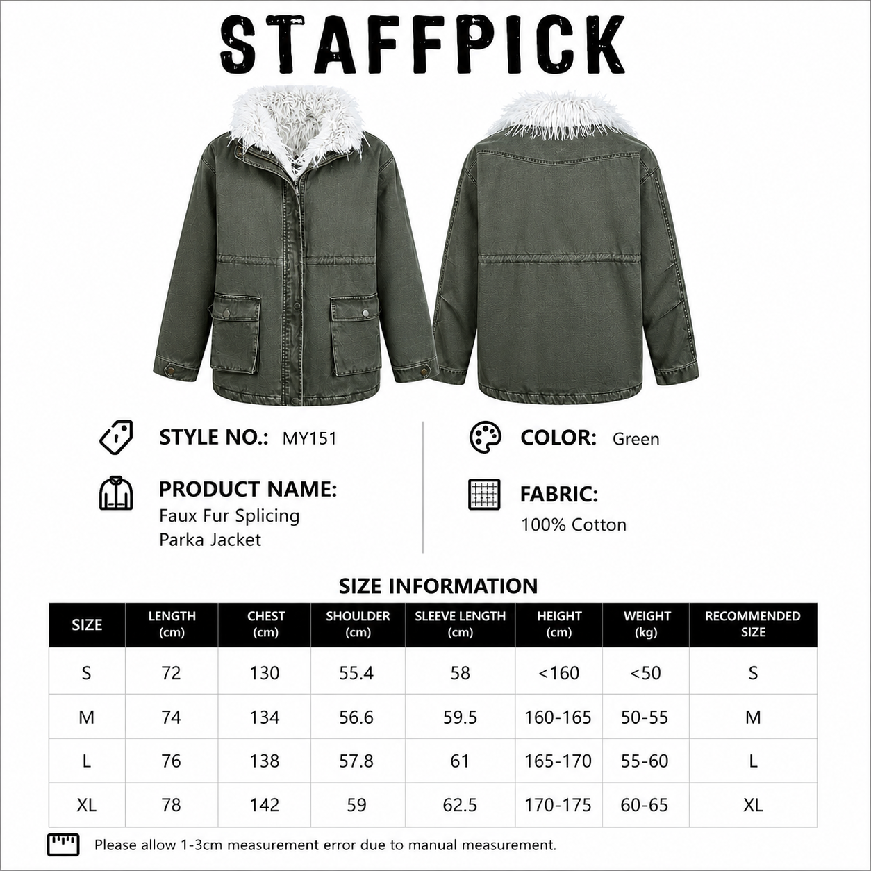 Autumn Winter Women's Double Breasted Fur Coat Long Sleeve Solid Pattern Printed Single Jacket with Detachable Fur Decoration