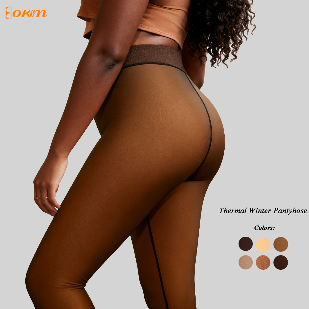 Plus Size Thick Fleece Lined Thermal Leggings Women High Waist Stretch Warm Pantyhose Long Winter Tights for Outfit