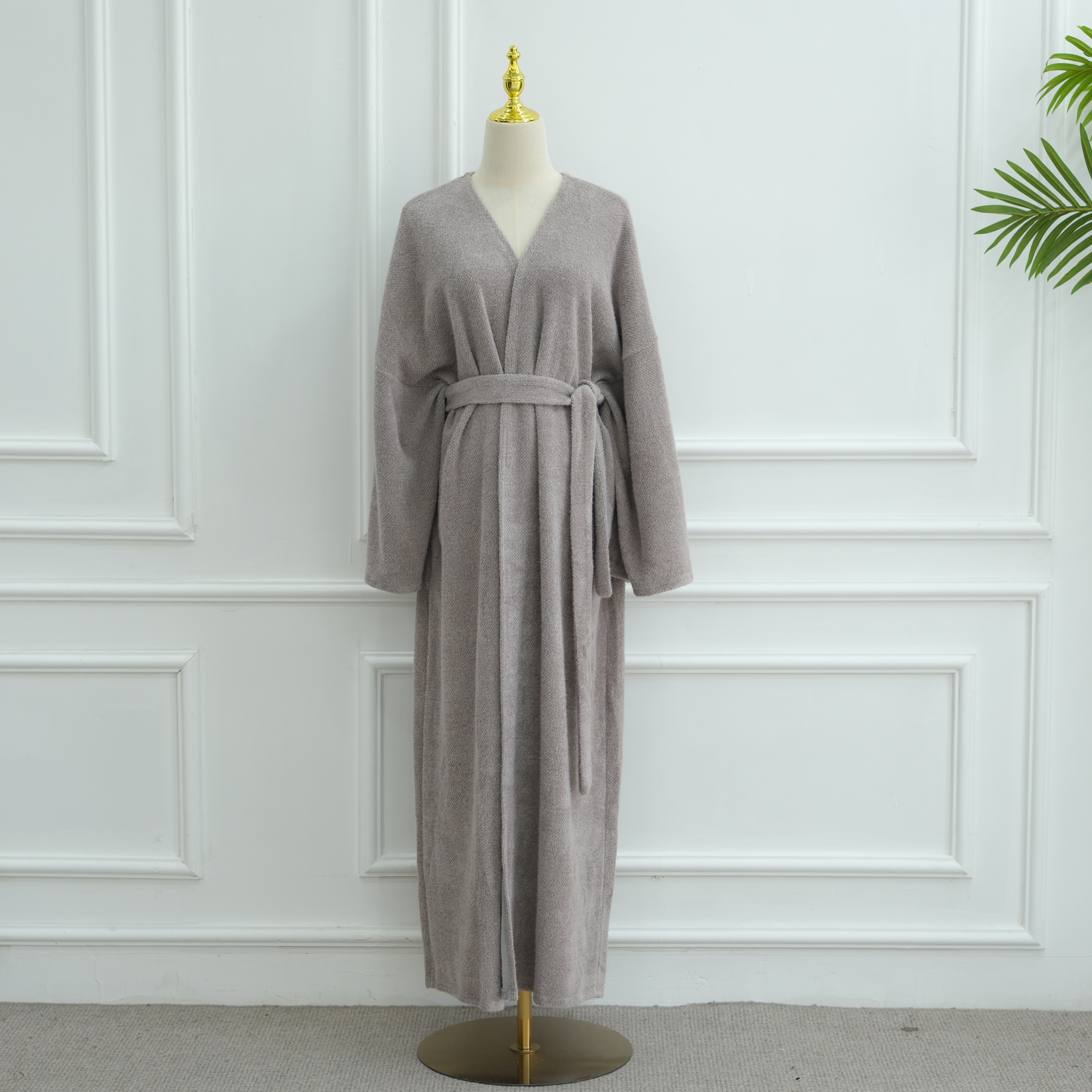 Loriya New Abaya 2026 Women's Clothing High Quality Winter Abaya with Belt Knit Wool Modest Dresses Islamic Clothing Open Abaya