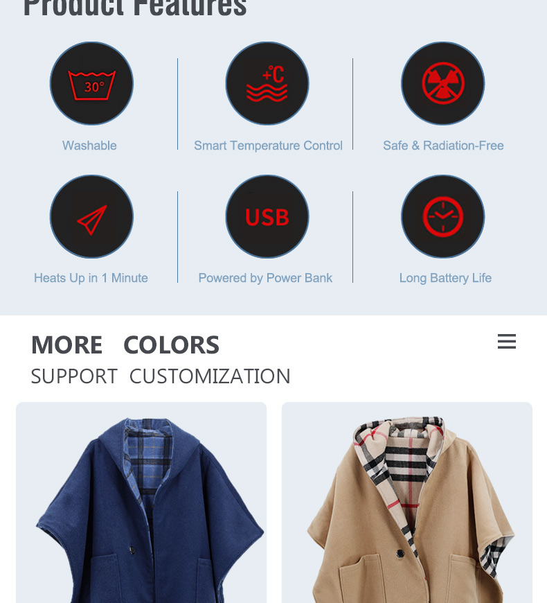 Women Casual Heated Coat Regular Winter Parka Electric Thermal Waterproof Outdoor Hooded Outerwear Short USB