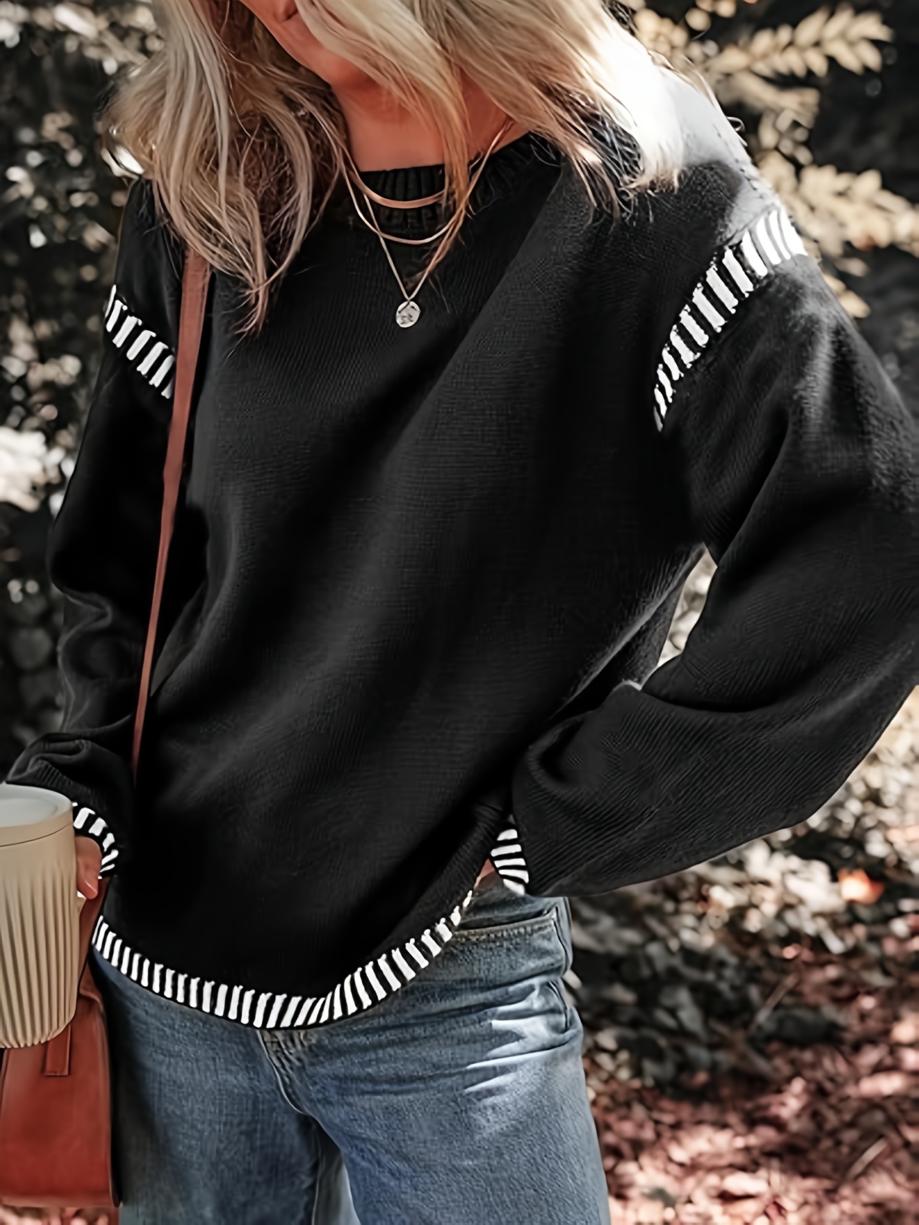 Fall Winter Solid Color Women's Knitted Sweater Casual Crew Neck Oversized Pullover Sweaters Long Sleeve for Women Sweater