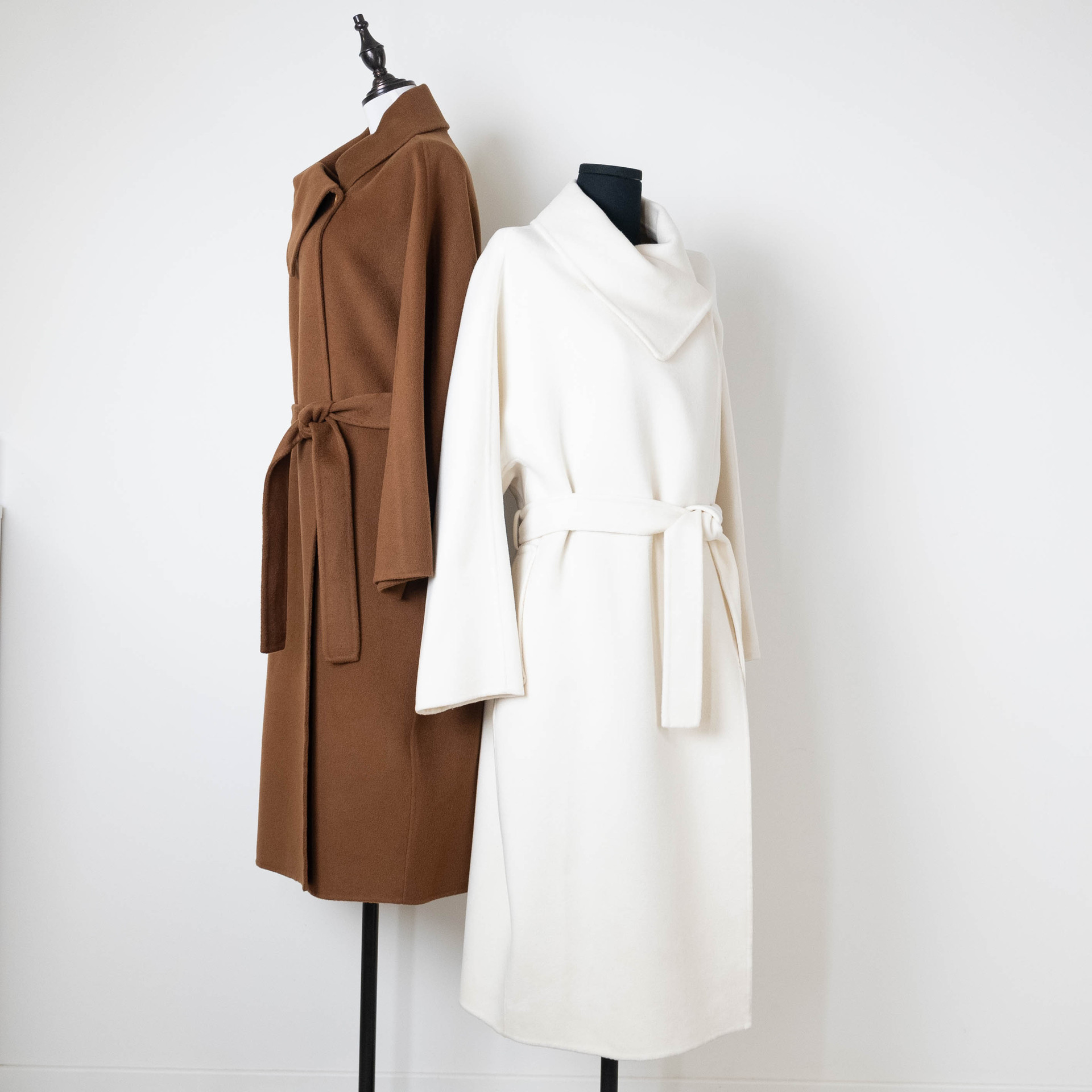 Women Cashmere Wool Long Woven Autumn Coat with Stand Collar Stripe Decoration Eco-Friendly Keep Warm Elegant Fashion Overcoat