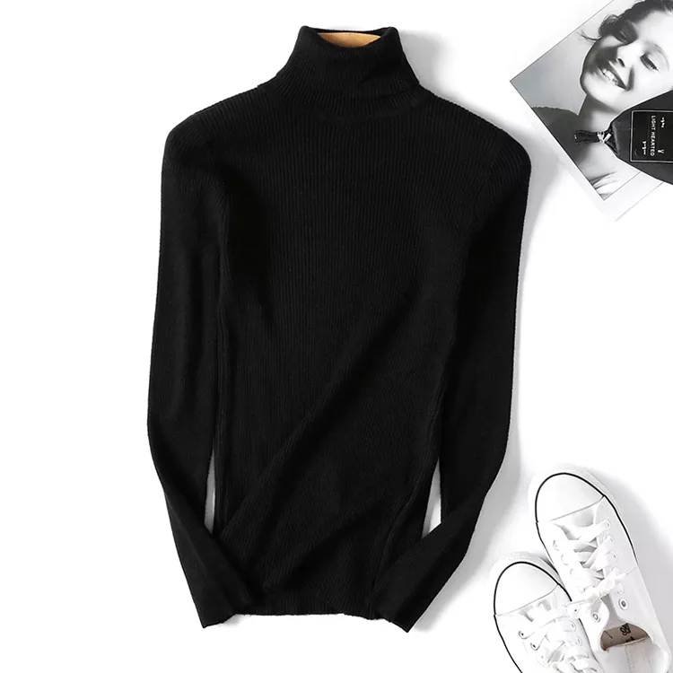 Turtleneck Women Clothes Wholesale Custom logo Ladies Pullover Sweater Long Sleeve Knitwear Girl Knitted Sweater Unisex