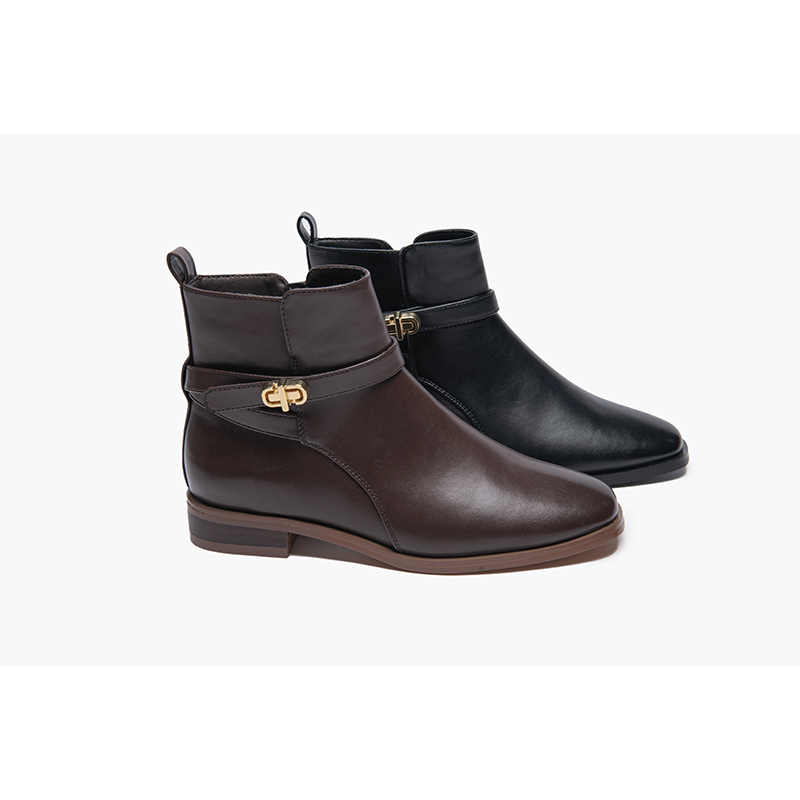 Custom Side Zip Pointed Toe High Top Boots Women Shoes Brown Black Ladies Ankle Boots