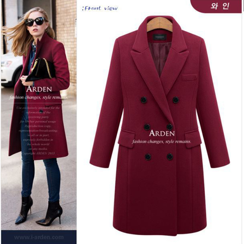 Wholesale British Style Long Wool Coat for Women Daily Commute Outwear Made From Woolen Cashmere Double Breasted Warm Overcoat