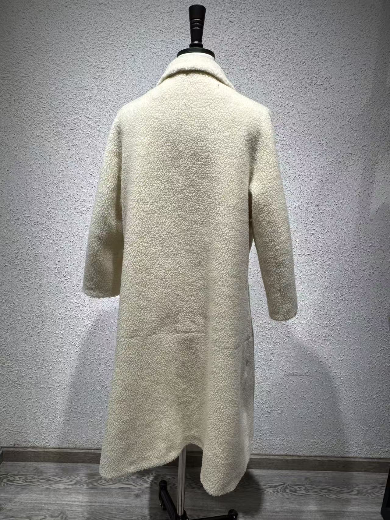 New Women's Long Faux Fur Coat Loose Oversized White Teddy Coat Winter Warm Curly Faux Jacket With Double Breasted Design