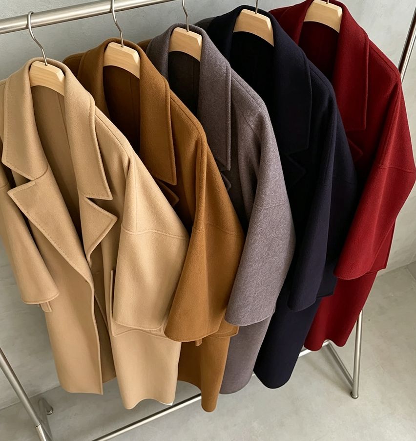 Women's Double Sided Reversible Wool Coat Oversized Lapel Long Cashmere Blend Overcoat Button Closure Waterproof for Winter
