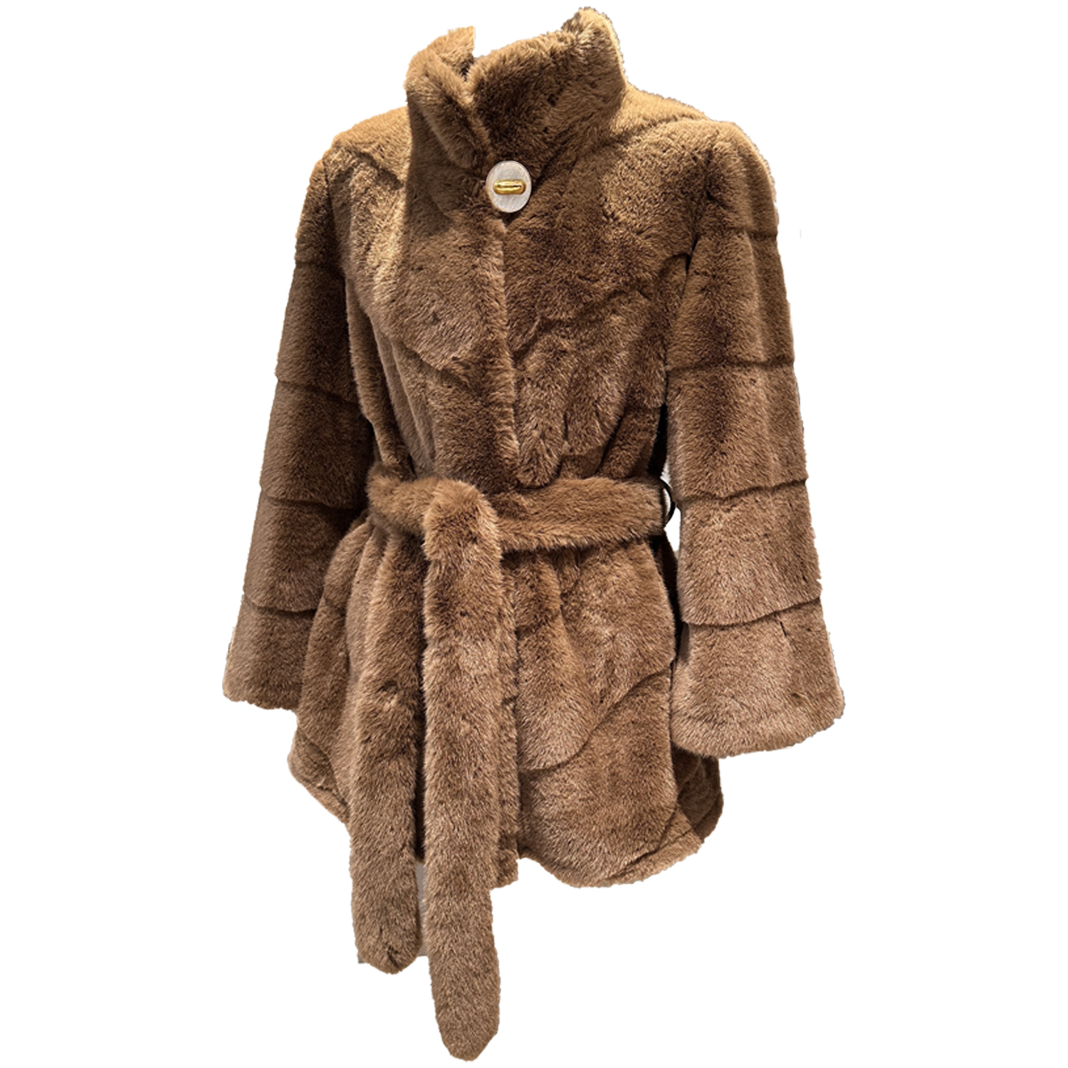 Arrival Old Money Style Oversized Faux Fur Coat Women Stand Collar Textured Shearling Belted Loose Fit Winter Jacket