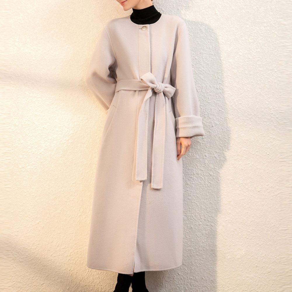 Winter Cashmere Overcoat Luxury Ladies Long Wool Trench Coat Women Cashmere Handmade Coat