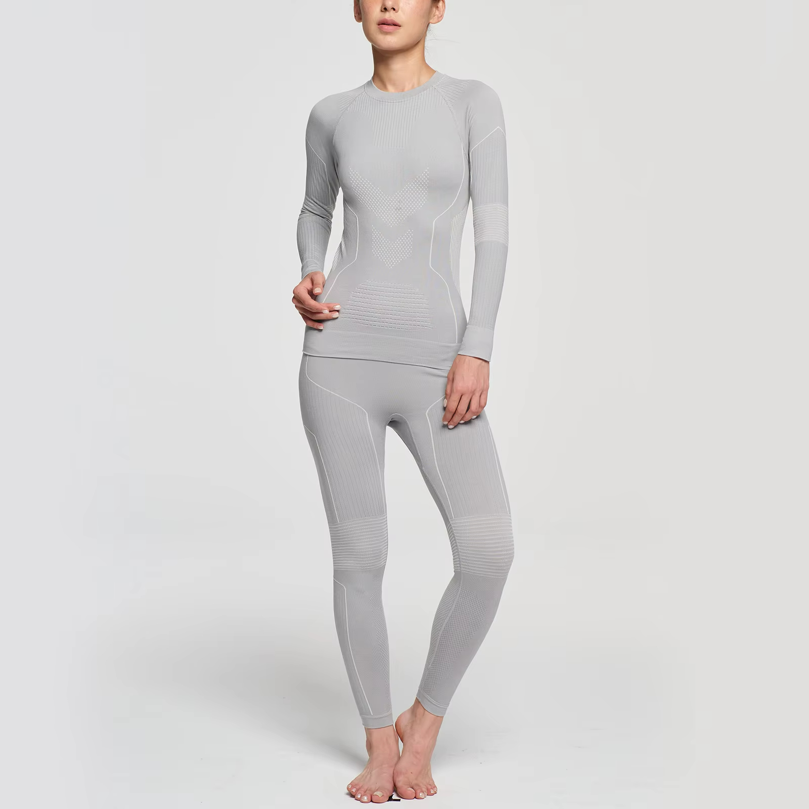 Women's Sports Underwear Fleece Thermal Compression Tights Ski Base Layer Tracksuit Skiing Running Winter Thermal Underwear Set
