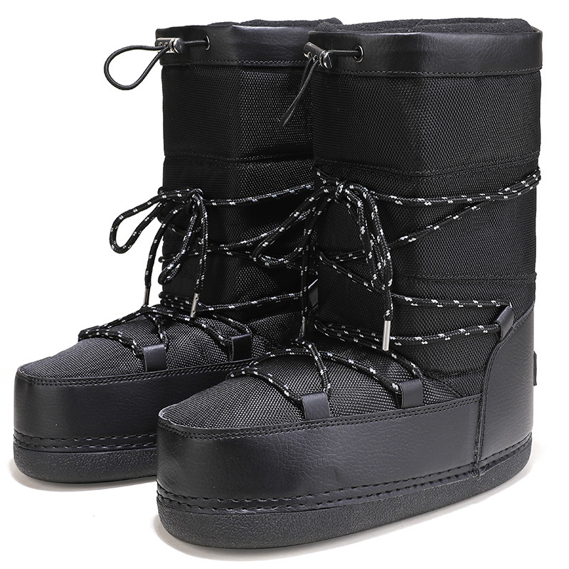 Cross-border New Arrival Women's High-Top Round-Toe Waterproof Lightweight Non-Slip Thickened Warm Snow Boots Stylish Boots