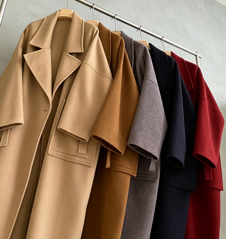 Women's Double Sided Reversible Wool Coat Oversized Lapel Long Cashmere Blend Overcoat Button Closure Waterproof for Winter