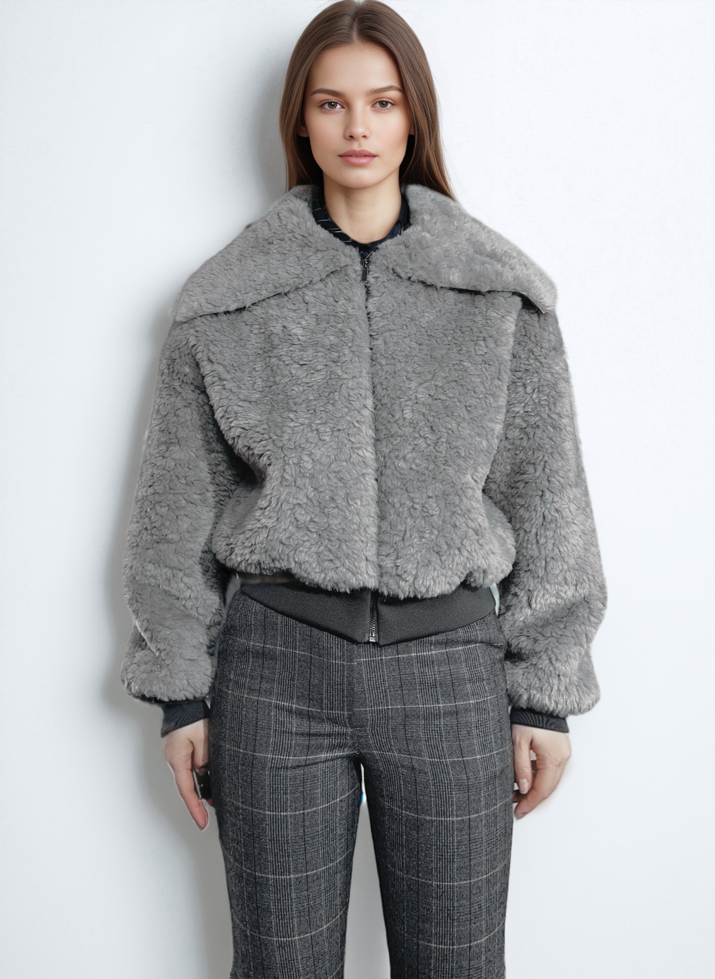 Women's Coat Casual Lapel Fleece Fuzzy Faux Shearling Zipper Coats Warm Winter Oversized Outwear Jackets Winter Clothes