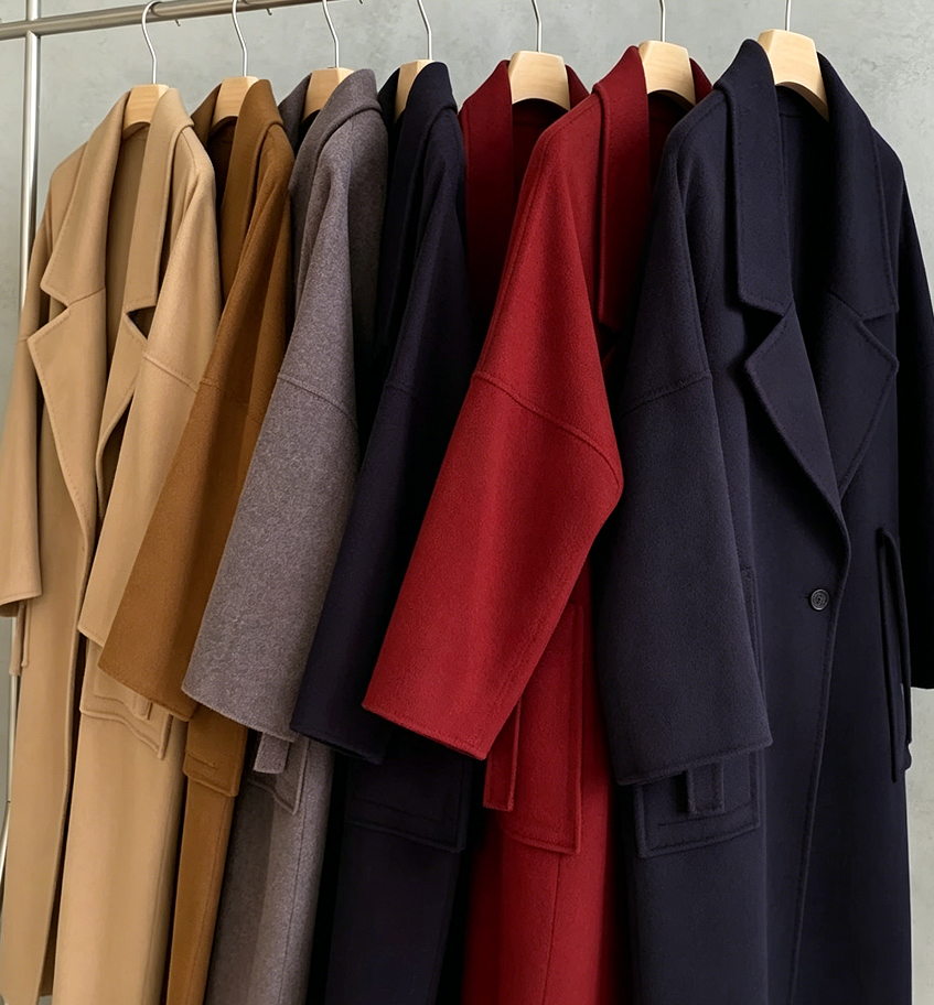 Women's Double Sided Reversible Wool Coat Oversized Lapel Long Cashmere Blend Overcoat Button Closure Waterproof for Winter