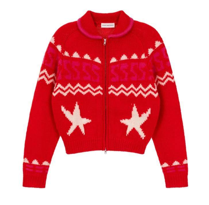Korean Winter Thick Zipper Solid Color Loose Fit Short Knitted Cardigan Top 7GG Gauge Full Sleeve for Women