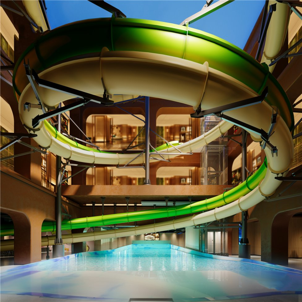 Water Sports Equipment Fibreglass Pool Slide Teenager and Adults Indoor Playground