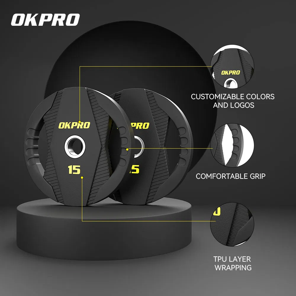 Wholesale Custom Fitness Equipment Gym Exercise PU Barbell Weight Plates for Weightlifting Training