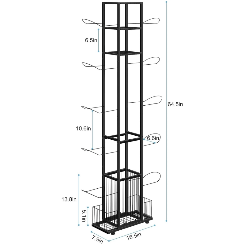 Freestanding 10-Ball Sports Ball Storage Rack